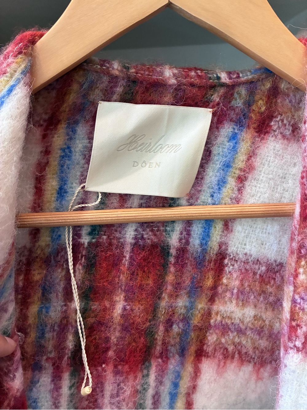 Doen Red & Cream Plaid Fringe Wrap - Picture 3 of 4